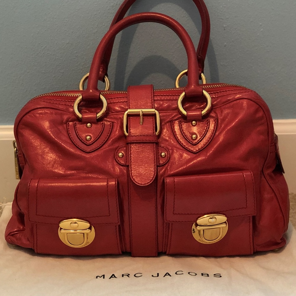 MARC JACOBS Fuchsia Calf Leather Venetia Satchel
